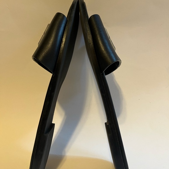 Sz 8.5 Tory Burch Double T Sport Slide Sandals  Black & Silver - Picture 12 of 14